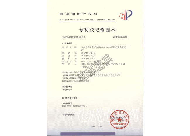分布式多层多域体系Multi-Agent协同故障诊断方法发明专利证